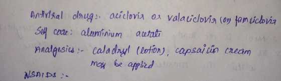 Antirosal daug aciclovia os valaciclovia (09 tam ticlovia Sell care aluminium acetate Analgesics :- Caladryl (lotion, capsaic