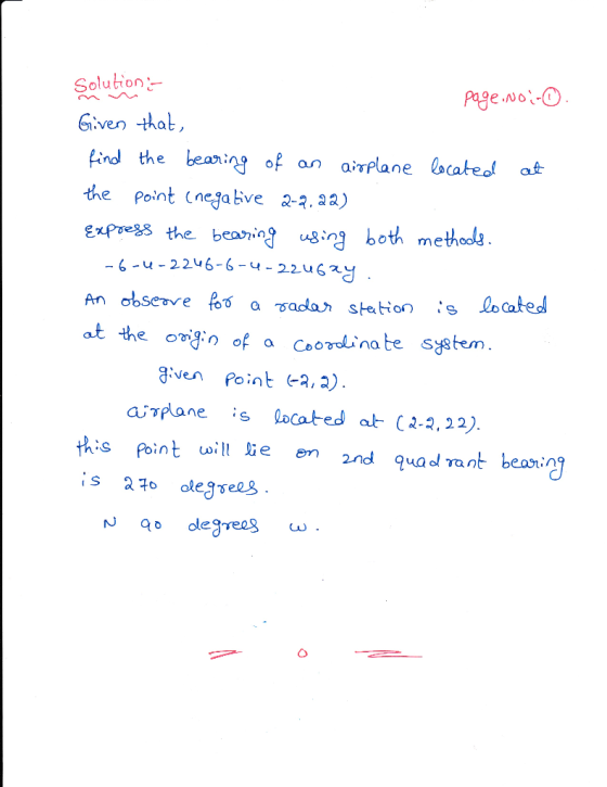 Solution Given thal eind the beanng the Point (negabive 2-a. 22) gxpre%8 the bearing u.ging both meth of an airplane eared -