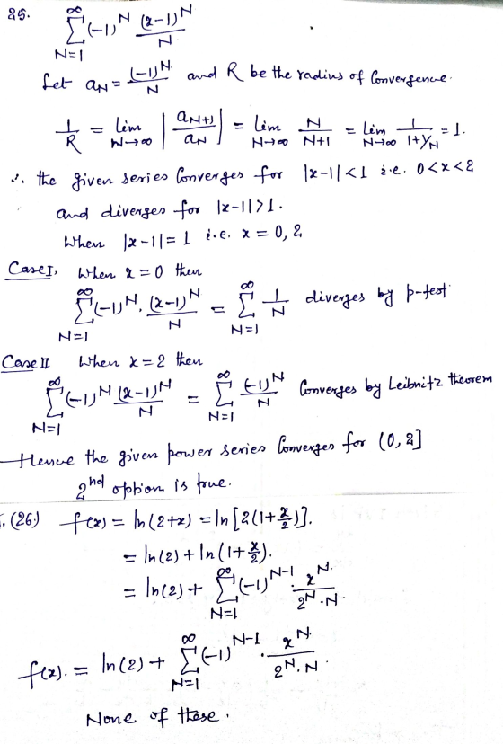 25. Ku (2-1)N N=1 Set an- به راح) and R be the radius of Convergence ot = lem AN lim anti = lim No 1. No N+1 itkin Ntco It Y