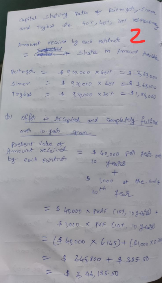 capital sharing and toy bus de Ratio of Reitmyer, som 401, 401, 20-1. Despect Amount received by each - Estrictal = Capolala