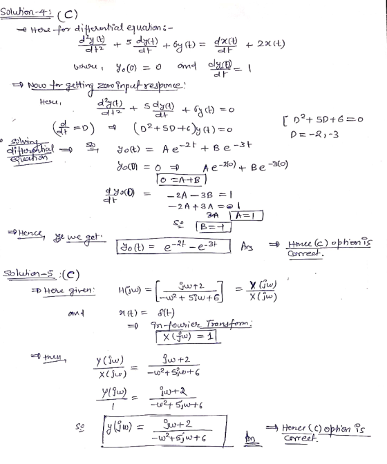 Soluhon-45 -A Hore for diftcrential equahon; - dy ) dyct) + 2x (t) + by (t) omd dy. shieu, Y.(0) = 0 A Now tor getting Zono î
