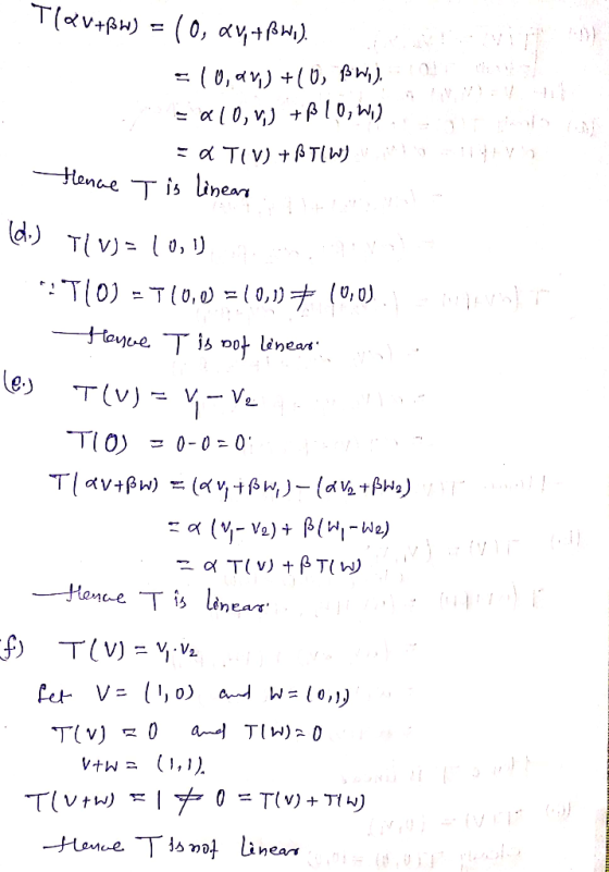 Han Ce 15 Unean tate T is 빠 linear Vtw- (1,1
