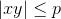 \lvert xy\rvert \leq p