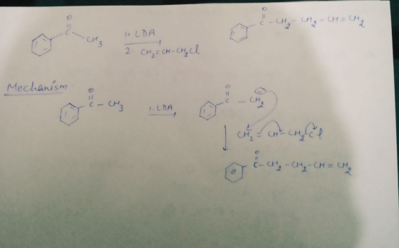 - CH₂ - CHg - C1 = CM2 1o LDA 2. Cre, = CH-Chall Mechanism I.LDA che con cordones e & - cente - Cole - CH = CHg CH - CH