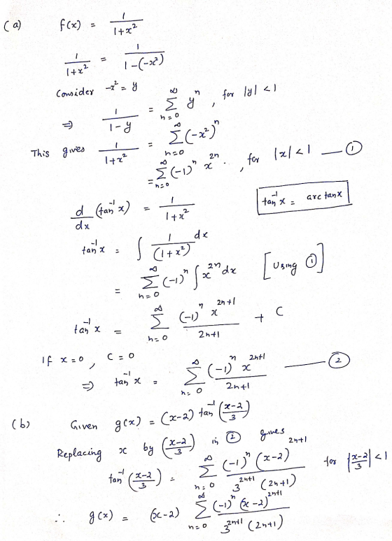ca) f(x) 1+x? - (محمد-)- 74x2 2² = y Consider n for lyl</ Σ 8 - ha 1-y - This gives } (-2²) Ž-D hco - 2n 2 1xl<1 14x² for t