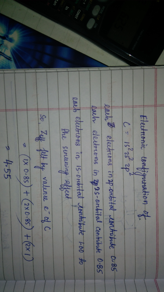 MODE CRON 1 CONV CONST Electronit configuration of C = 15² 25 2p² each electrons in 2p-orbital contribute 0-85 each electrons