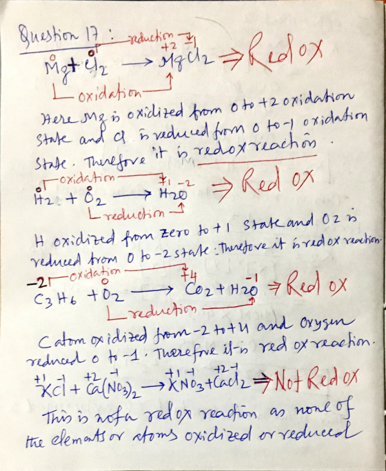 question 17. reduction a Redox L oxidation I Here Mf is oxidized from otot2 oxidation State and a h reduced from otory oxidat