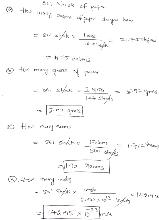861 Sheets of paper lany dozens of paper do you have = 861 sháts x 1 doz- .= 71.7& dozens la shefte 二孔拶dozens ② How many gros
