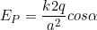 \small E_P=\frac{k2q}{ a^2}cos\alpha
