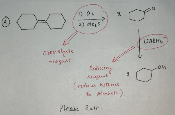 (1) 03 2) Meas Ally OH Ozonolysis reagent Reducing reagent (reduces Ketones to Alcohols) 2 Please Rate....
