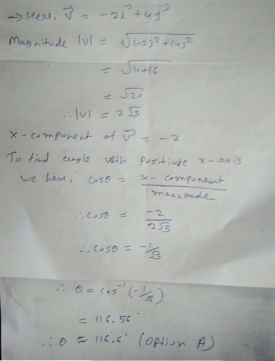 Here, 3 - - 21 tuj Magnitude lvl - JL-232 + 1432 ilul -25 - component of 3 -- 2 To find cingle with positivie x-axis : we hav