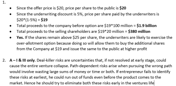 Since the offer price is $20, price per share to the public is $20 Since the underwriting discount is 5%, price per share pai