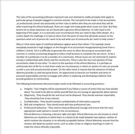 The rules of the accounting profession represent one such attempt to codify principles that apply to particular group of peop