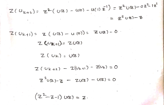 ZC Uk+2) = z2(UZ) - uro) - CU) ) = za ufz)- 02?12 = Z²uEl-Z ZC Uk +1) = Z CUZ) - 410)) = ZUZ) - 0. z cuk+i)= ZUZ) z cuk) -