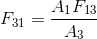 F_{31}=\frac{A_{1}F_{13}}{A_{3}}