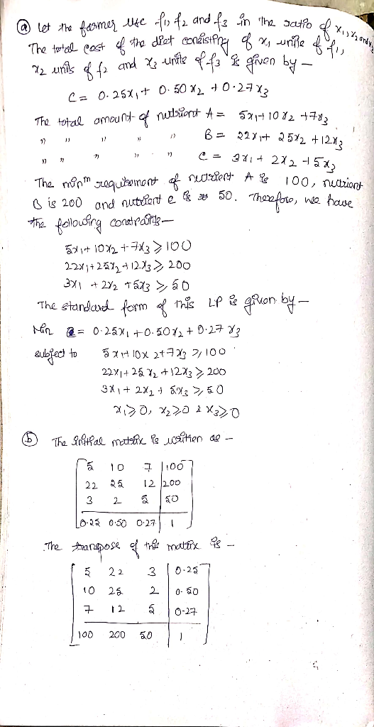 B = 2271+ 2542 +1243 @ let the farmer use foifa and fa in the satio & The total cost of the diet consisting of a write ad alt