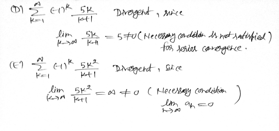 E (1 h Dirogent a since l imin e = 540( Mecessary condition is not satisfied) for series carregence. ook 5k Direggenti sekce