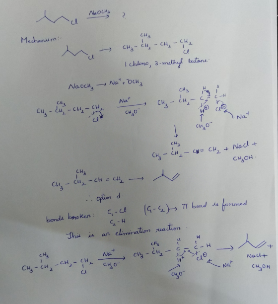 NOOCH₃ na Naoch? CH₃ Mechanism My U Hy- CH - CH₂ - CH2 I chloro, 3-methyl butane Na + OCH₂ Naoch. Nat - CH₂ - CH - CCH CH₃ CH