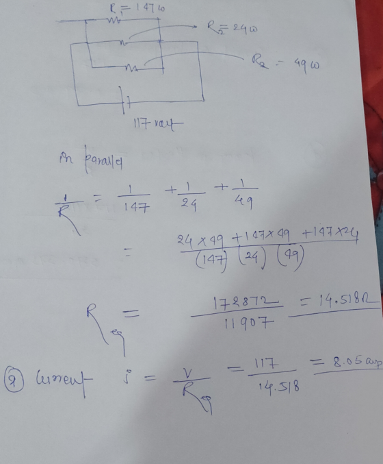 R = 1470 R= 24 w Re = 496 117 vay in parallel $ 197 tenta 24x49 +147+49 +147824 (147) (24) (99) 172872 = 14.5181 11907 = 8.05