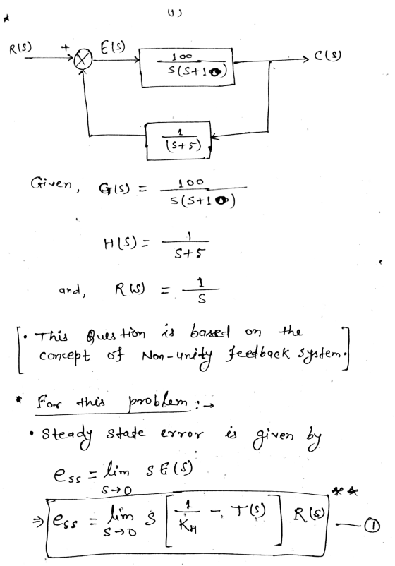 U ) R(S) El C(3) s(s+10 1 15+5) Given, Gis) = 100 s(5+10) 1 HIS) - S+5 ܝܙ RIS) and, - 응 S the Question This is based on conce