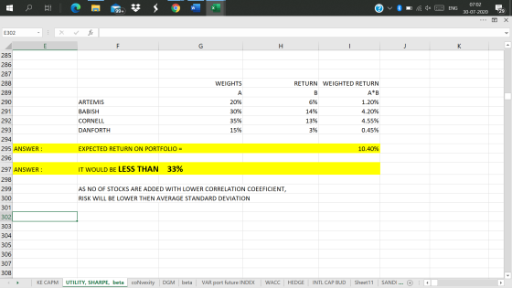 C w ENG 07:02 30-07-2020 99+ 29 Х E302 X E F. G H j K 285 286 287 288 289 290 WEIGHTS A ARTEMIS 20% RETURN WEIGHTED RETURN B