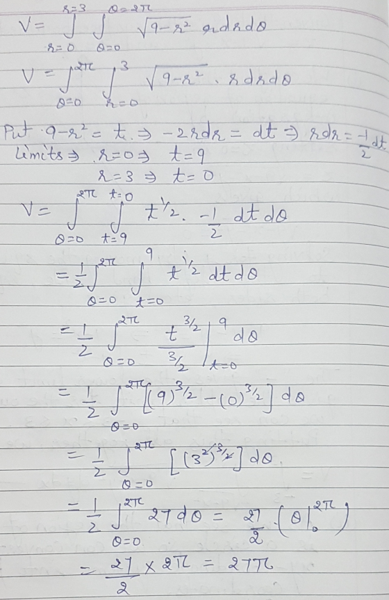 V= L / Ware endado v=1 T / 98² & dodo 0=0 do put 9-k² = t -2rde = dt = rea=4jt limits ) d=07 t=9 8-35 t-o ST to Ve T t al dt