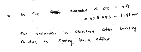 Q Ri 1 diarneted of die falt. The So 11.91 mm - 2x 5.953 = after bending diameter The reduction in back effect is due to Spri