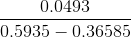 \frac{0.0493}{0.5935-0.36585}