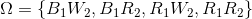 \Omega=\left \{ B_{1}W_{2}, B_{1}R_{2},R_{1}W_{2}, R_{1}R_{2} \right \}