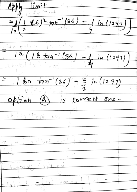 konfort (4 (5)– tas(36) = 4 19 (1257) 10. (18 #! (96) – 4 ln (129117 = 1 Bo tan (36) - 5 ln (1297) option ® is correct one.