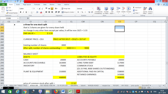 - 2x Σ AutoSum : A Fill 2 Sort & 2 Clear Filter Editing m Find & Select Cells PE EPS, STOCK DIVIDEND - Microsoft Excel (Produ
