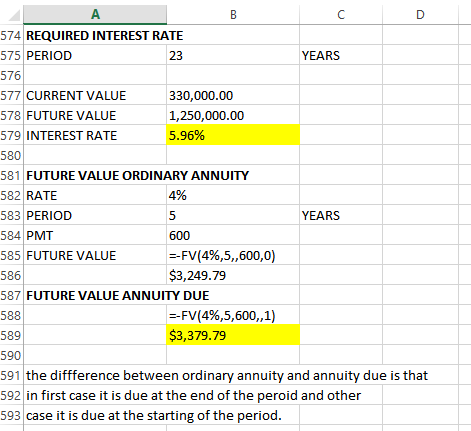 23 YEARS 574 REQUIRED INTEREST RATE 575 PERIOD 576 577 CURRENT VALUE 330,000.00 578 FUTURE VALUE 1,250,000.00 579 INTEREST RA