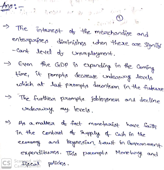 - The interest of the merchandise and enterprises diminishes when there are signiti - Cant level of unemployment. → Even the