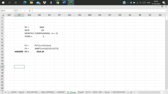 C w ENG 06:49 01-08-2020 70 35 7 X DP17 > DO DP DQ DR DS DT DU DV DW DX DY DZ EA EB EC ED 1 2 3 PV = 3000 4 5 6 RATE 2% MONTH