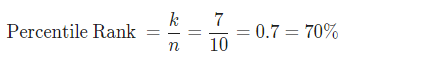 Percentile Rank = - = 0.7 = 70%