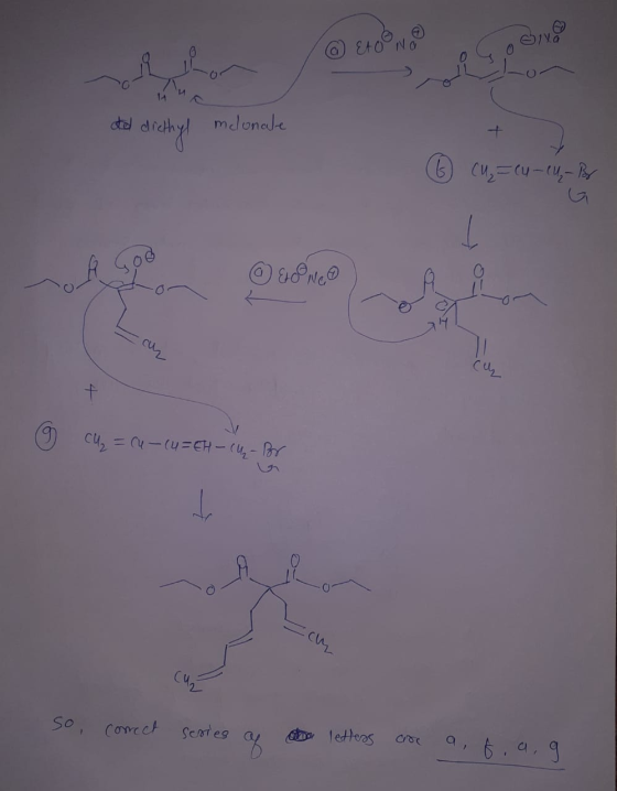 ia Eto Na 14 diethyl mclonate + (6 (U₂=C4 - (U-Br @ ENCO 606 aan Cų + 9 cu = Cu-(u=EH - (- Bor - so, conect series % on lette
