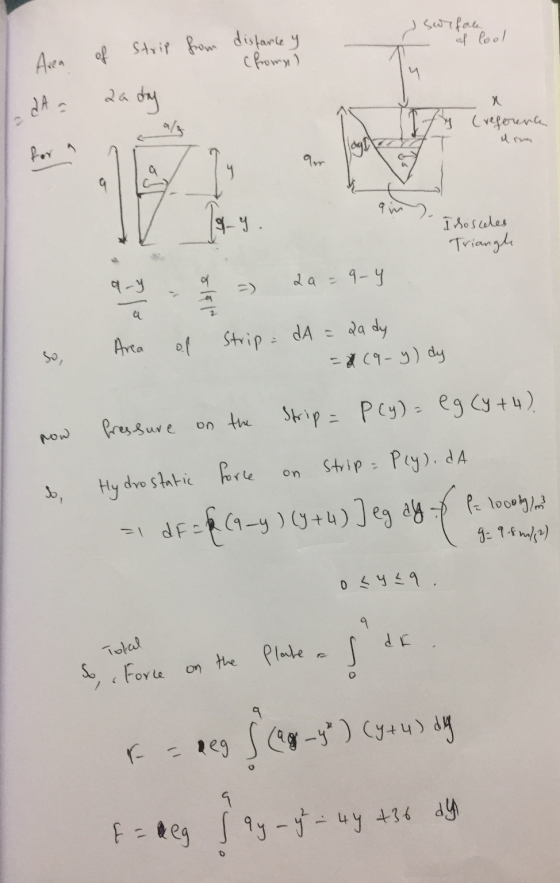 surface distance y of Cool (fromn) I Aren I aAa of Strip from Rady ty Creference I sosceles Triangle day - 9 = 2a=9-4 so, now