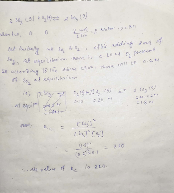 2 502 (9) 703,152 Soz (9) hinto, o 0 : 2 non-2 Molar - 2 ) I VI at initially no so, & Oq, after adding door of 3, at equilibr