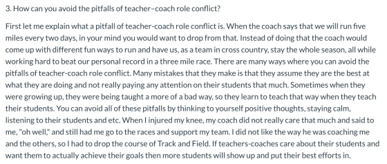 3. How can you avoid the pitfalls of teacher-coach role conflict? First let me explain what a pitfall of teacher-coach role c