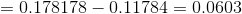 =0.178178-0.11784 = 0.0603