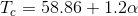 T_c=58.86+ 1.2\alpha