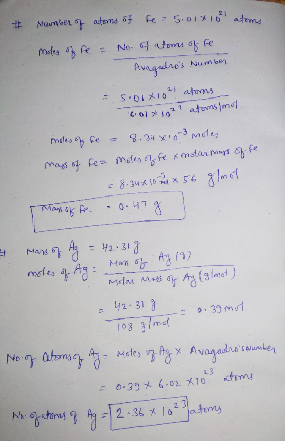 Number of atoms of se=5.01x1021 atome moles of fe = No. of atoms of re. Avagadros Number - SODIX 1021 atorms 6.08 x 1023 ato