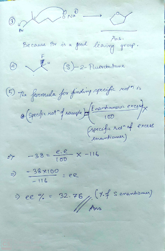 sk bude — Because Br is a good Ans. leaving group. @ 3)-2- Fluminutume (6) The formula for finding specific resth is (Specifi