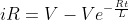 iR=V-V e^{-\frac{Rt}{L}}
