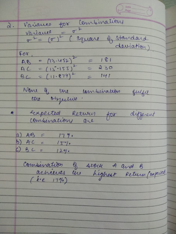 Date Page deviation) Variance for combinations variance - T2 a2= (5) 2 (square of standard for AB = (13.452)² = 181 LAC = (15