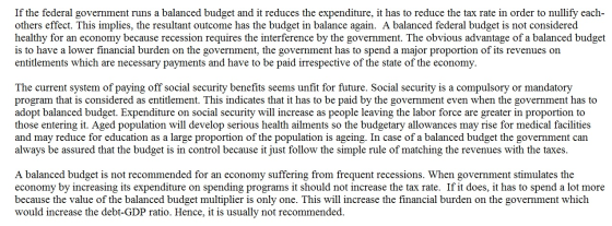 If the federal government runs a balanced budget and it reduces the expenditure, it has to reduce the tax rate in order to nu
