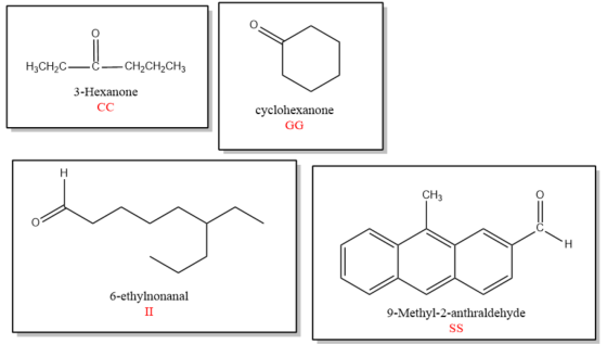 H2CH2C—C—CH2CH2CH3 3-Hexanone CC cyclohexanone GG CHZ Why do 6-ethylnonanal 9-Methyl-2-anthraldehyde SS