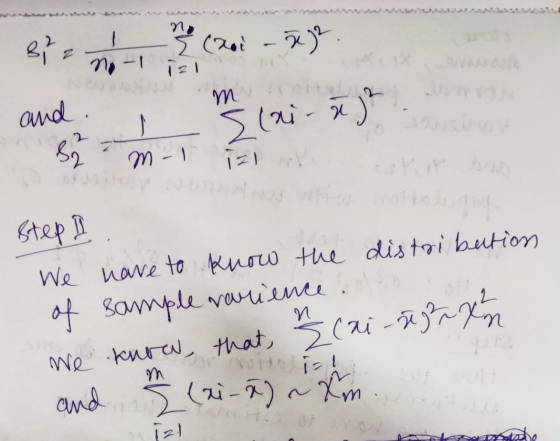 m and. lai-n). Savanese slai ā). Se 7 m-1 izle t it sus step I We have to know the distribution of sample varience. We know t