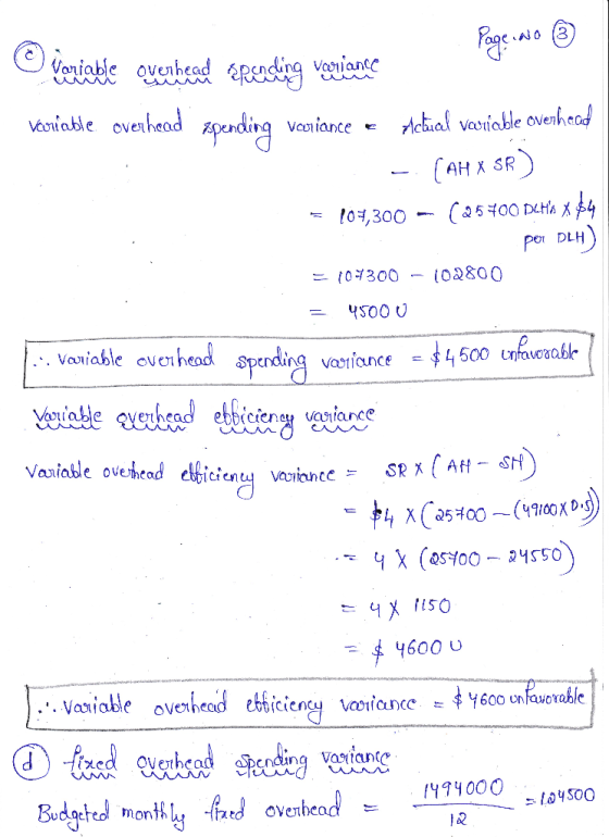 Page No ® Variable overhead arending ucaulance Variable overhead spending variance e retical variable overhead - CAH X SR) =