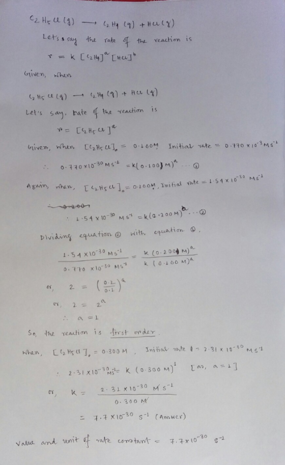 Lets s sa the rate the reachon is miven, hen Lets sam, rate the reaution is 0-200 initial vateS4 x 13 Dividong equation ④ w